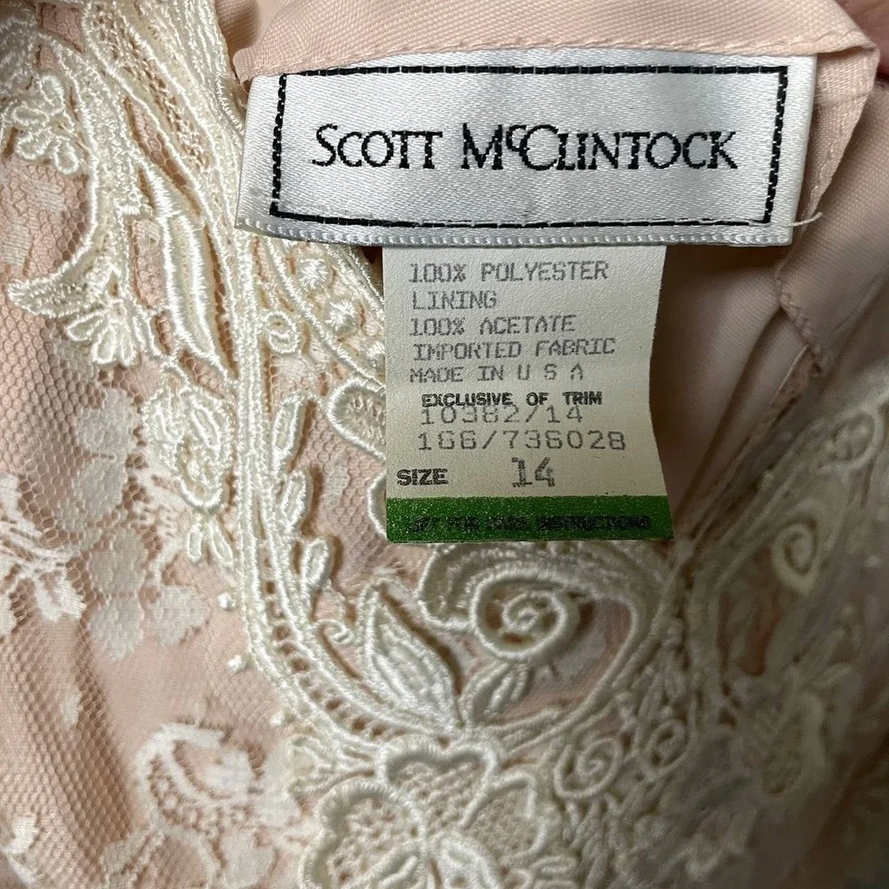 Vintage Scott McClintock Lace Prairie Cottagecore Puff Sleeve Formal Dress 14